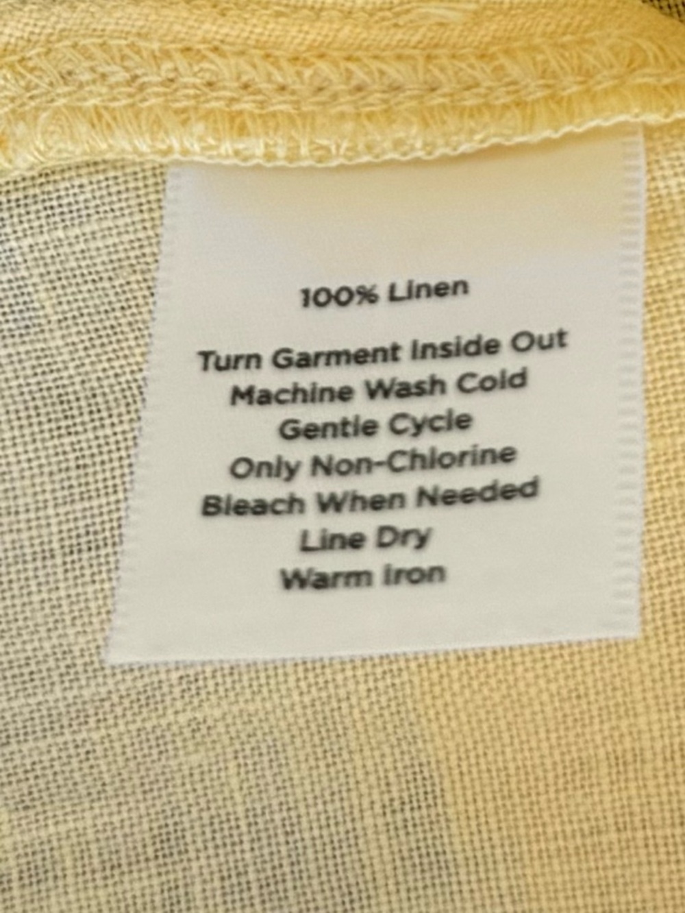 Talbots Size 10 Pure Irish Linen Yellow Button Front Long Sleeve Blouse - Picture 9 of 9